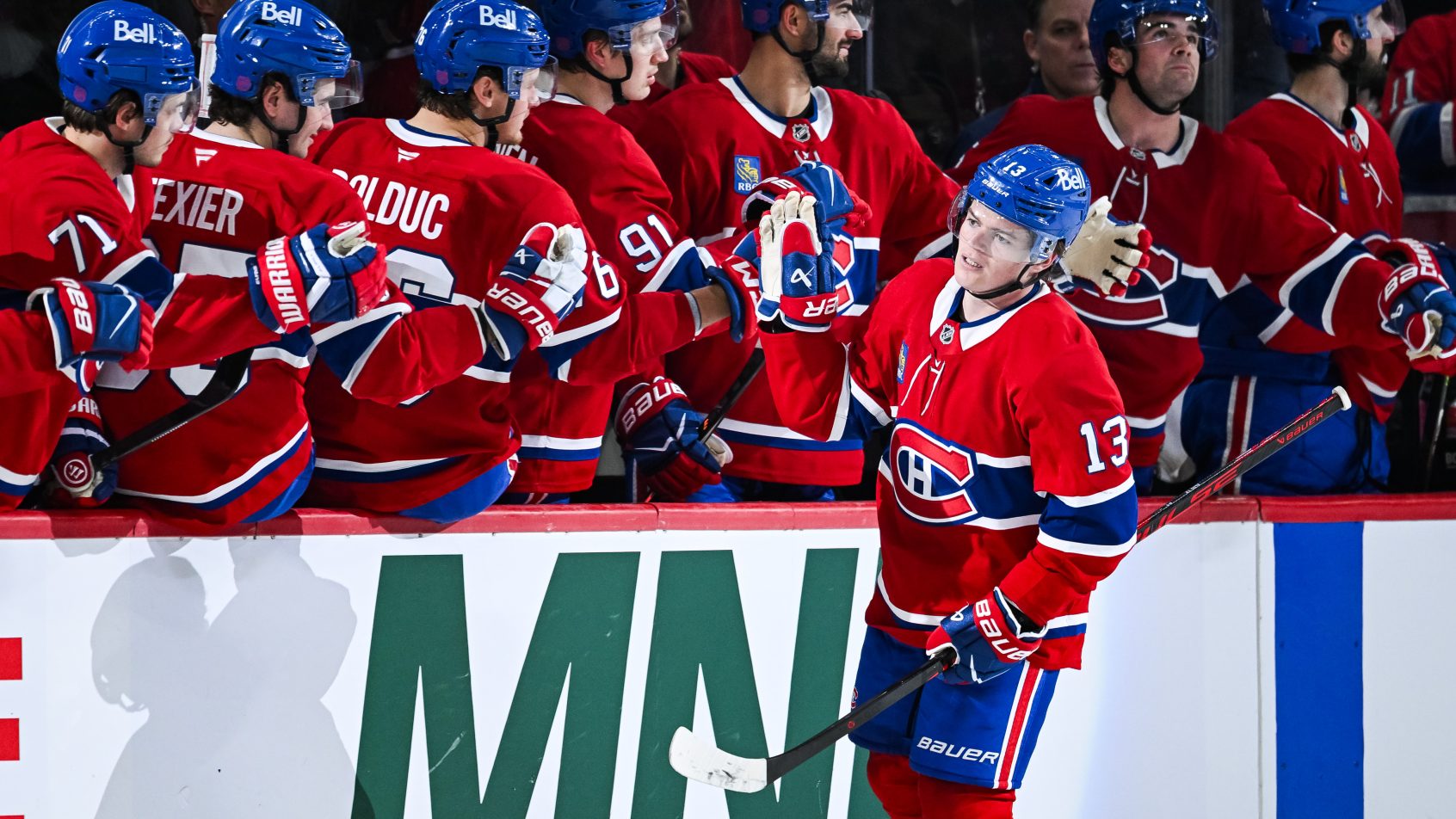 Cole Caufield celebration