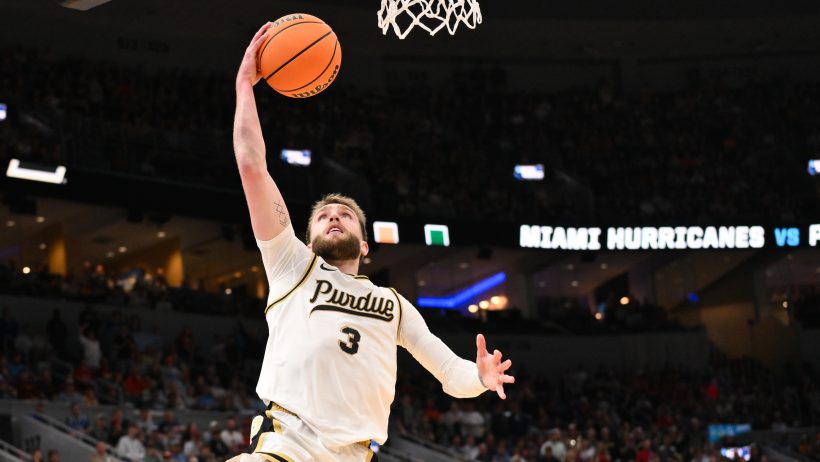 Purdue Boilermakers guard Braden Smith shooting a layup