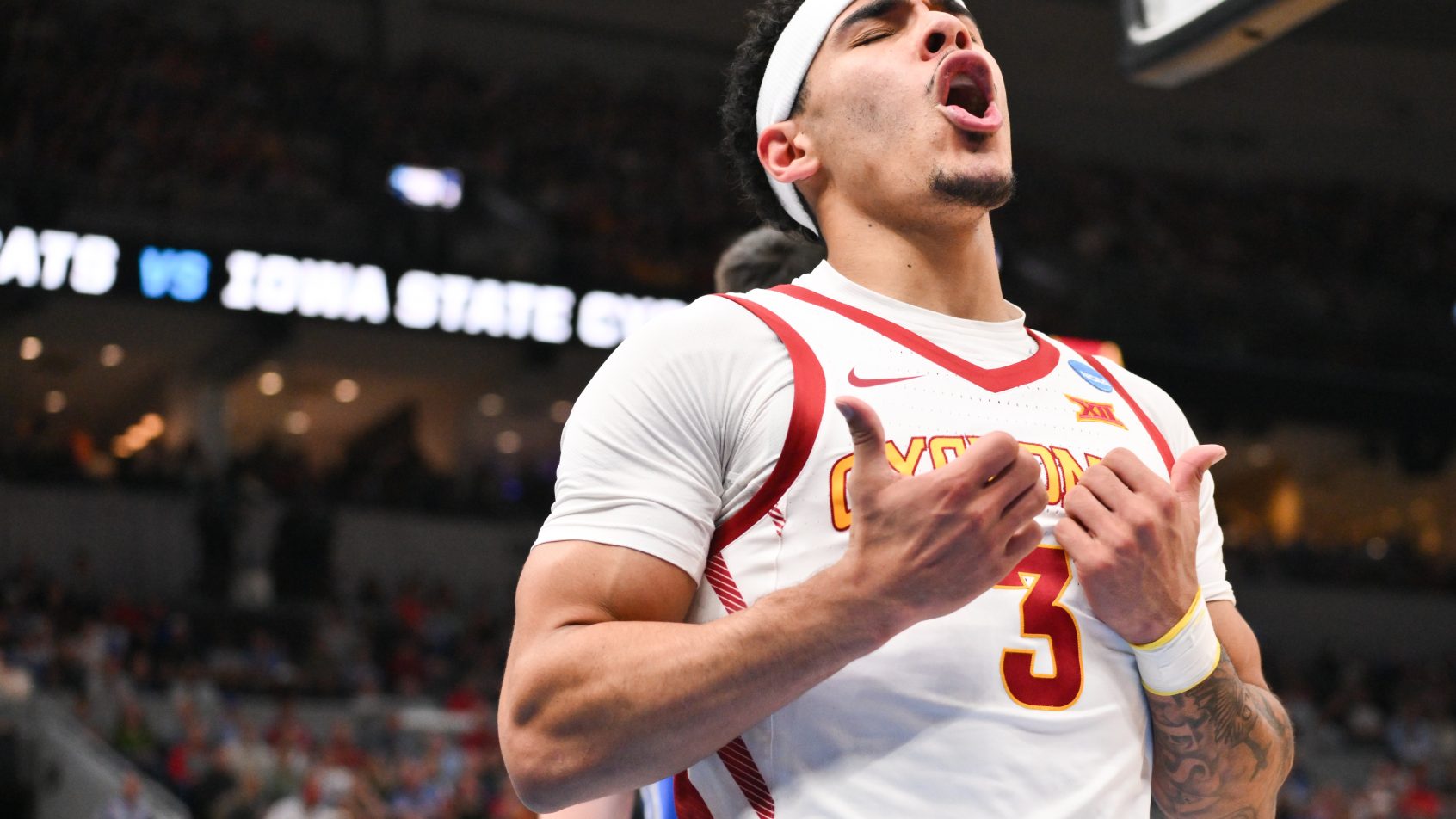 Iowa State Cyclones guard Tamin Lipsey yelling