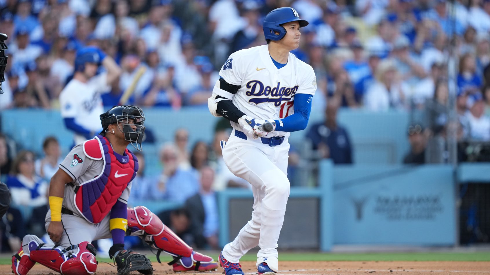 Shohei Ohtani hits a single to