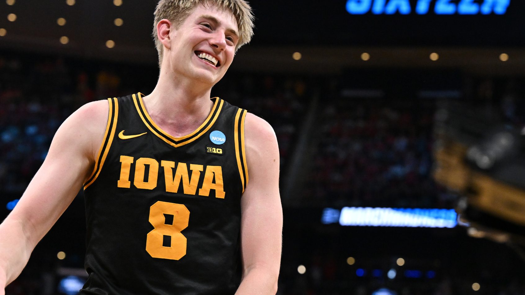 Iowa Hawkeyes forward Cooper Koch smiling