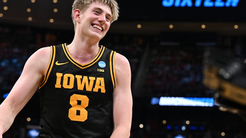 Iowa Hawkeyes forward Cooper Koch smiling