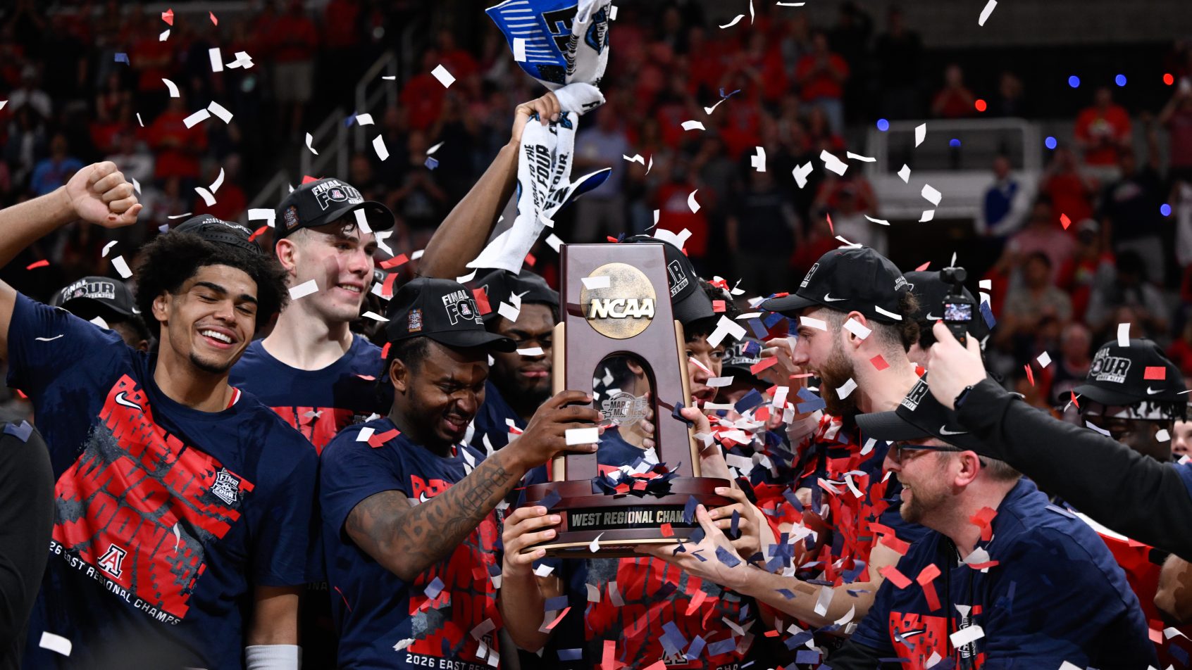 Arizona celebrates its win over Purdue and its Final Four berth.