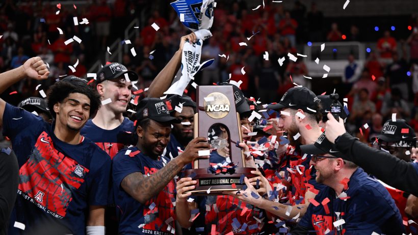 Arizona celebrates its win over Purdue and its Final Four berth.