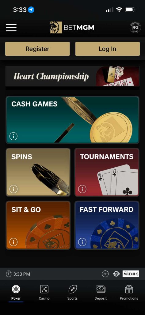 BetMGM Poker screenshot