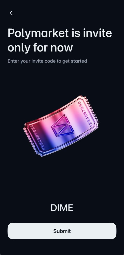 claim polymarket invite code DIME