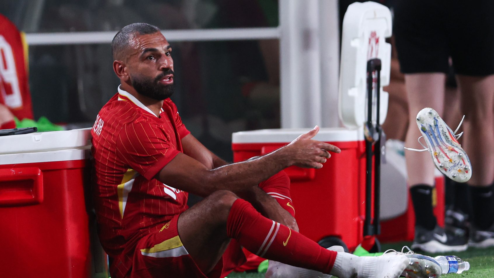 Liverpool forward Mohamed Salah on the sideline