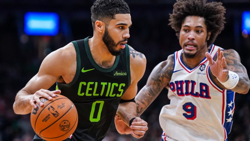 Jayson Tatum goes against Kelly Oubre Jr.