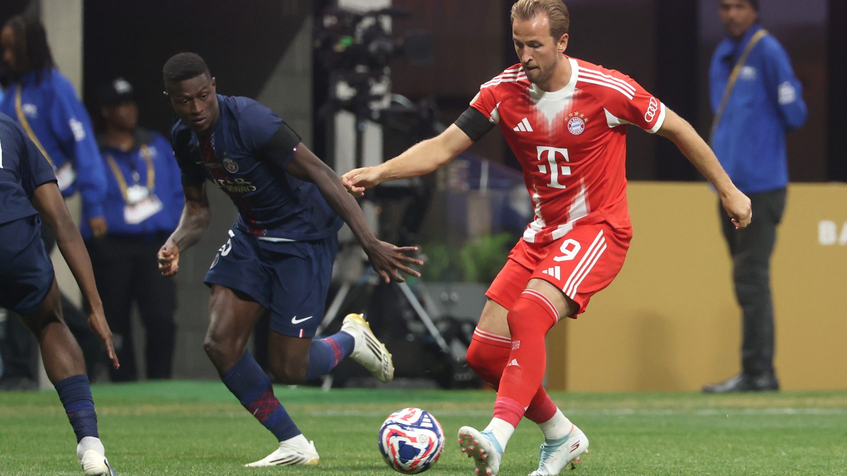 Bayern Munich forward Harry Kane with the ball
