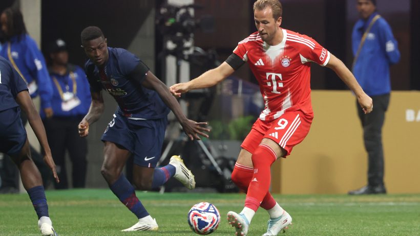 Bayern Munich forward Harry Kane with the ball