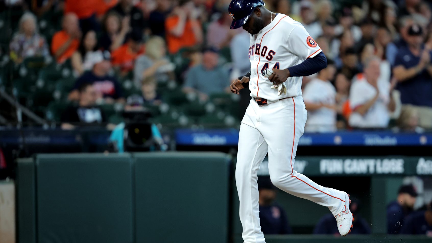 Yordan Alvarez trots home after a home run versus the Red Sox.