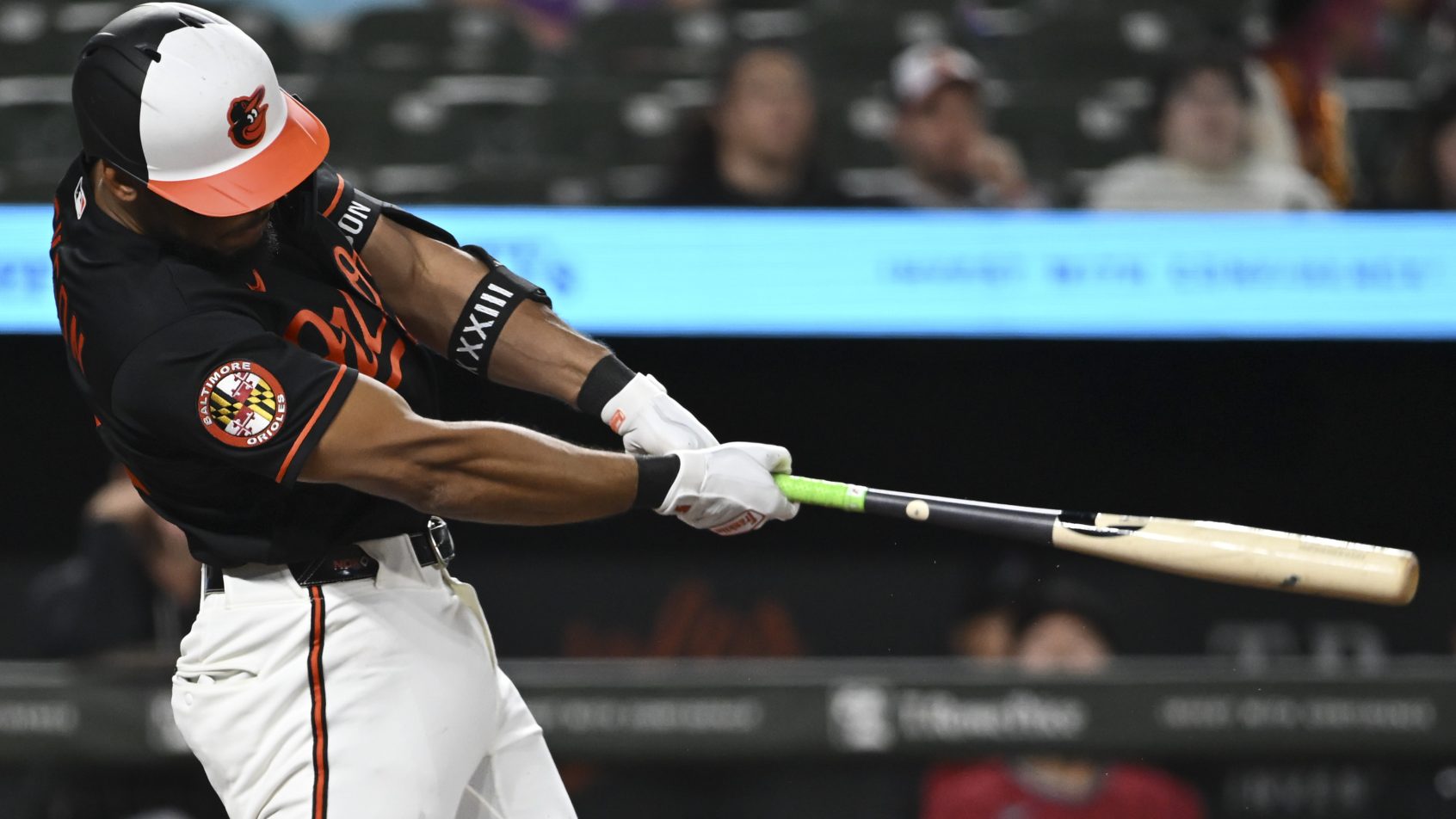 Baltimore Orioles second baseman Jeremiah Jackson (82) hit a eighth inning home run against the Arizona Diamondbacks at Oriole Park at Camden Yards.