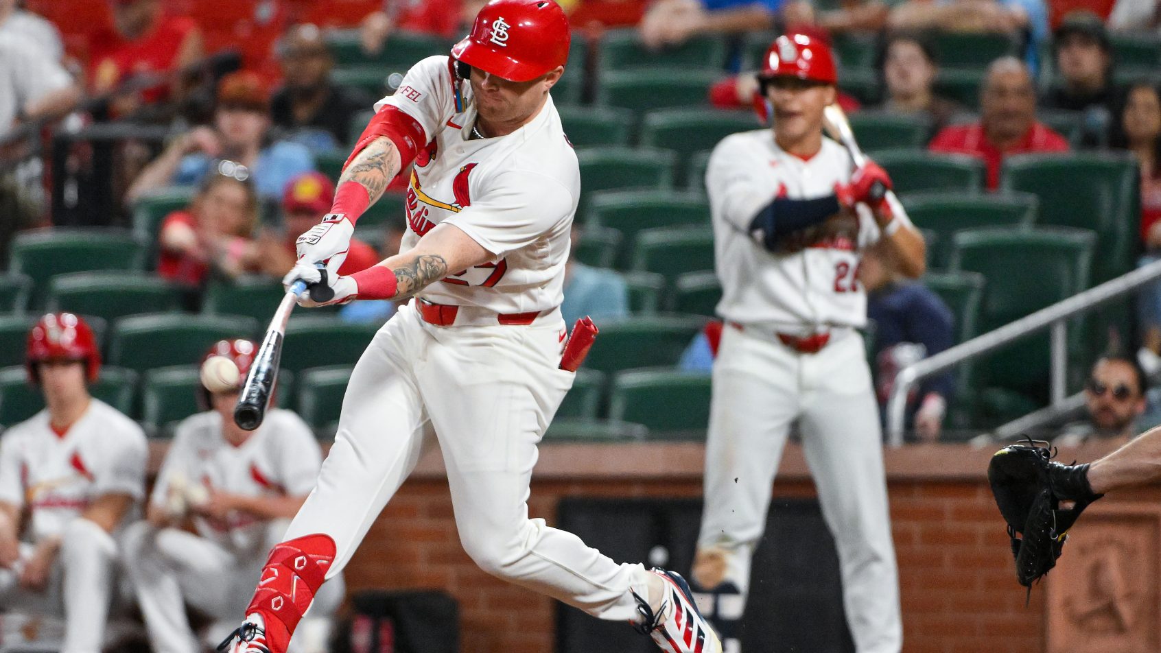 St. Louis Cardinals center fielder Nathan Church hits a walk-off one run sacrifice fly against the Cleveland Guardians.