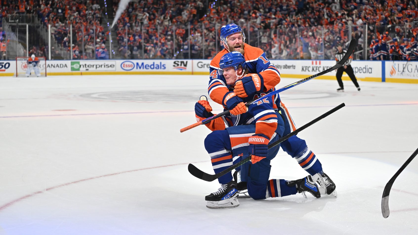 Mattias Ekholm celebration with Kasperi Kapanen