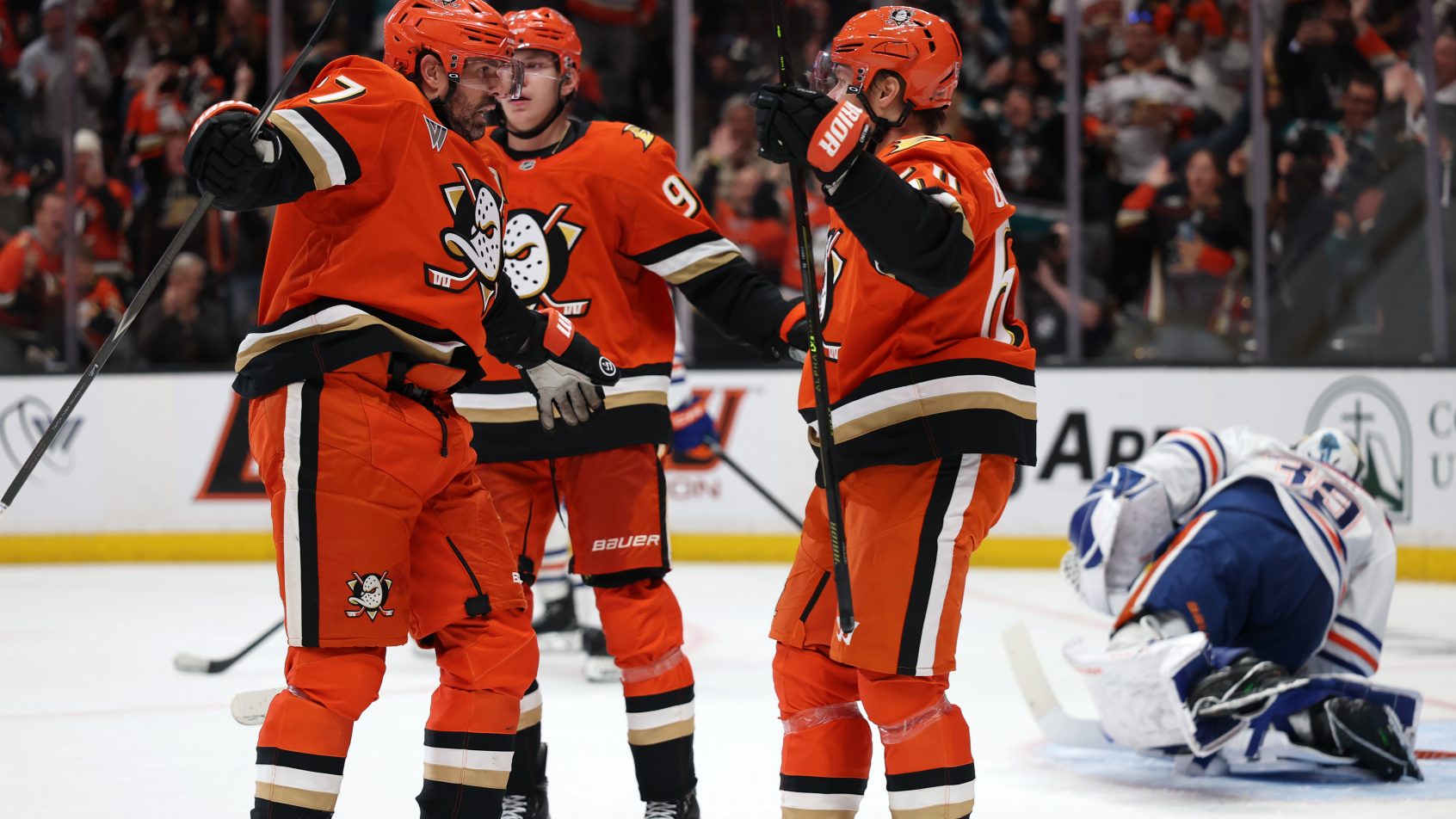 Ducks players celebrating
