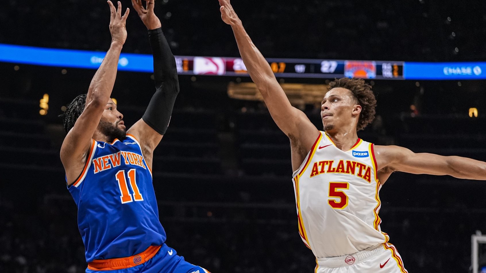 JALEN-BRUNSON-JOGADOR-NEW-YORK-KNICKS-CONTRA-DYSON-DANIELS-ATLANTA-HAWKS-NBA-PLAYOFFS