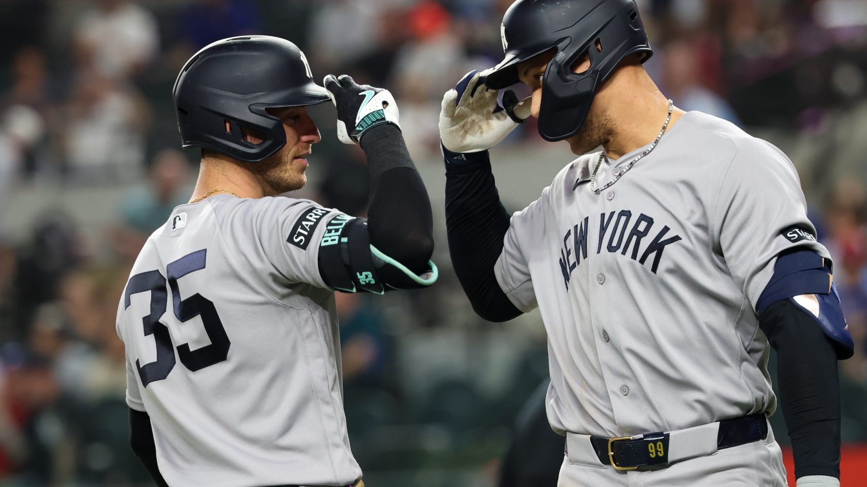 Aaron Judge homered again on Tuesday night vs. the Rangers.