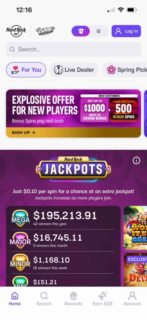 Hard Rock Bet Casino Homepage
