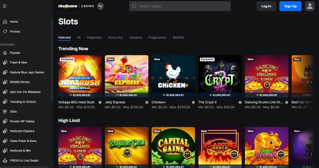 theScore Casino homepage