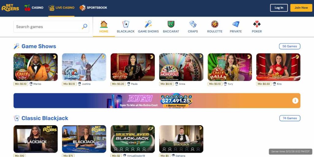BetRivers Casino Ontario Live Dealer