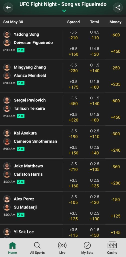 bet365 ufc betting app