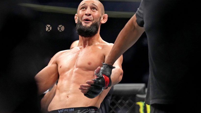 Khamzat Chimaev react after defeating Kevin Holland at UFC 279.