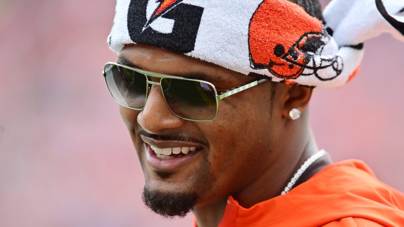 Deshaun Watson sidelined during an NFL preseason game between the Browns and Rams.