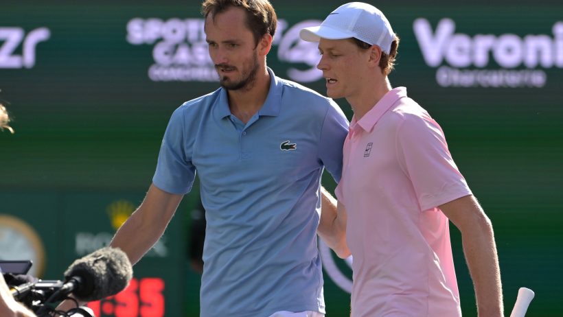 Daniil Medvedev and Jannik Sinner congratulate each other