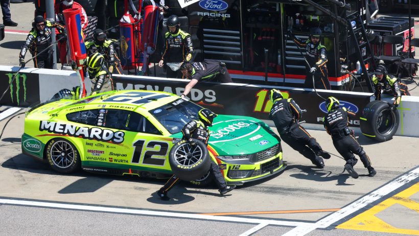Ryan Blaney on-track at Kansas Motor Speedway.