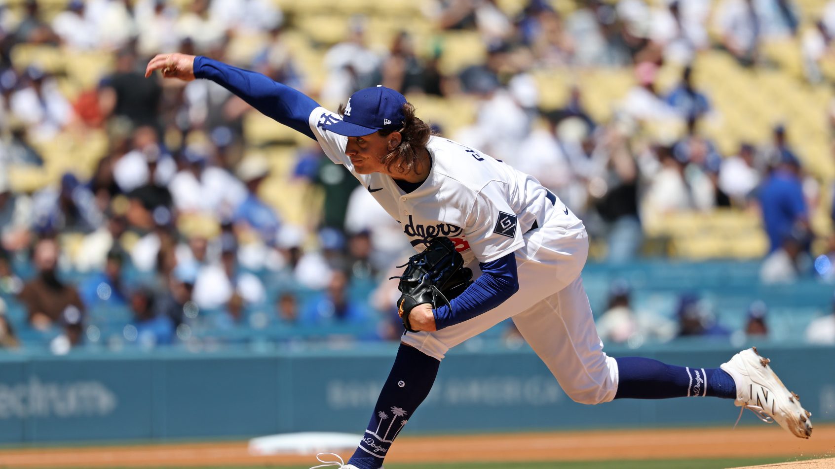 Tyler Glasnow delivers a pitch to the Marlins.