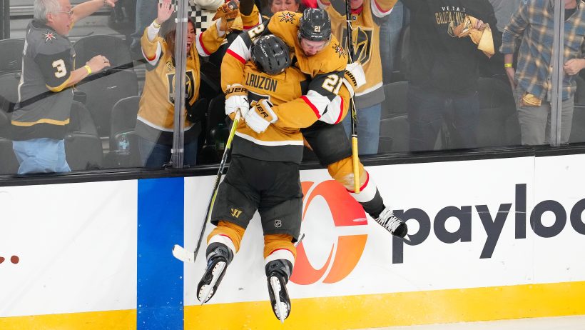 Brett Howden and Jeremy Lauzon goal celebration