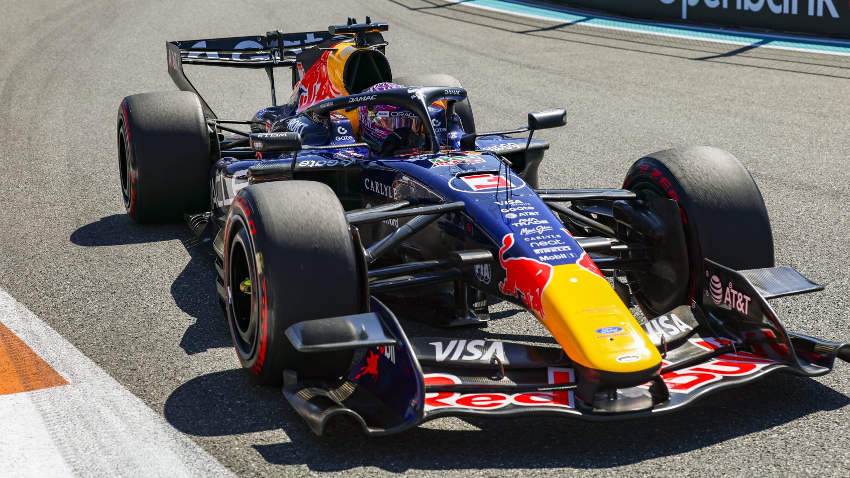 Max Verstappen on-track during the Miami Grand Prix Sprint Race (2026).