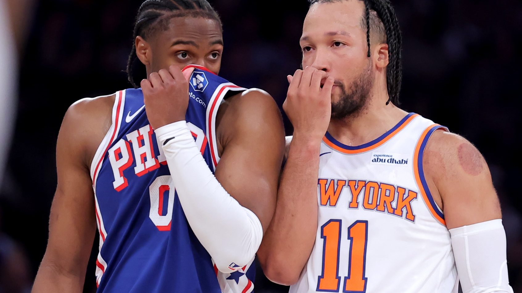 Jalen Brunson tangles with the 76ers again in Game 2.