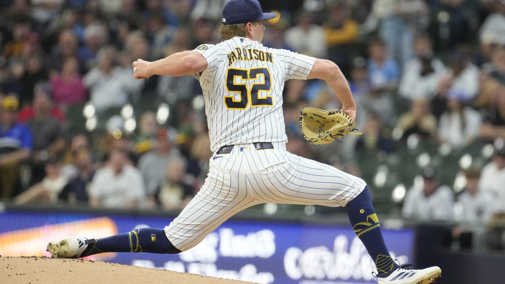 Kyle Harrison pitching for the Milwaukee Brewers.