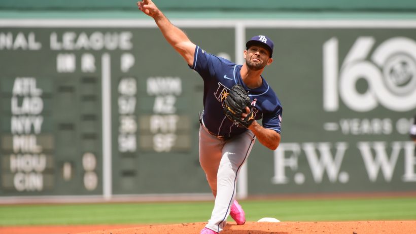 Nick Martinez fires a pitch during a game versus the Red Sox.