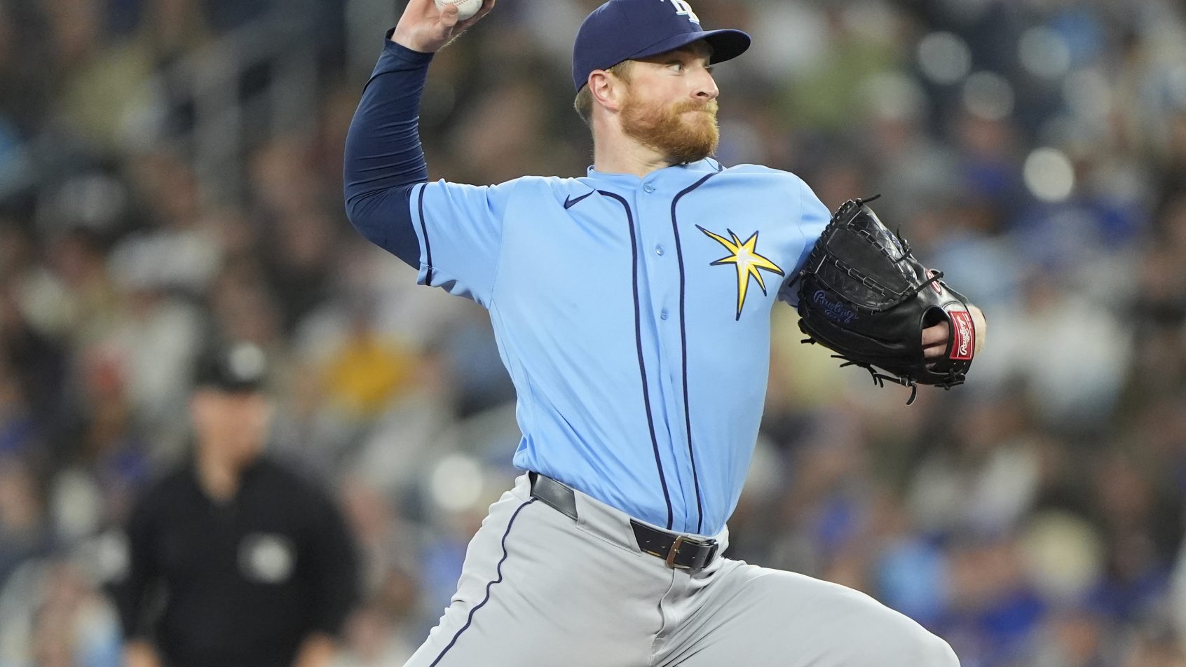 Drew Rasmussen throws pitch