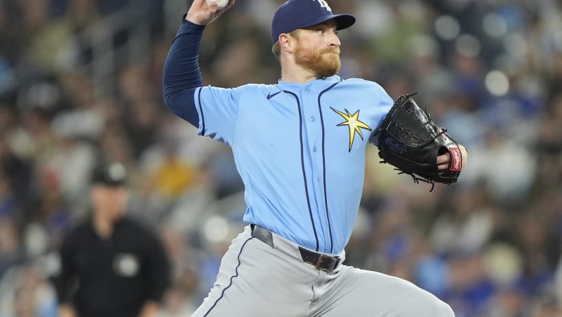 Drew Rasmussen throws pitch