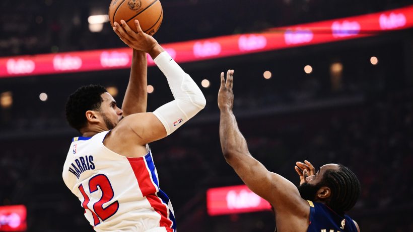 Tobias Harris rises up for a jumper versus the Cavs in a 2nd Round playoff game.