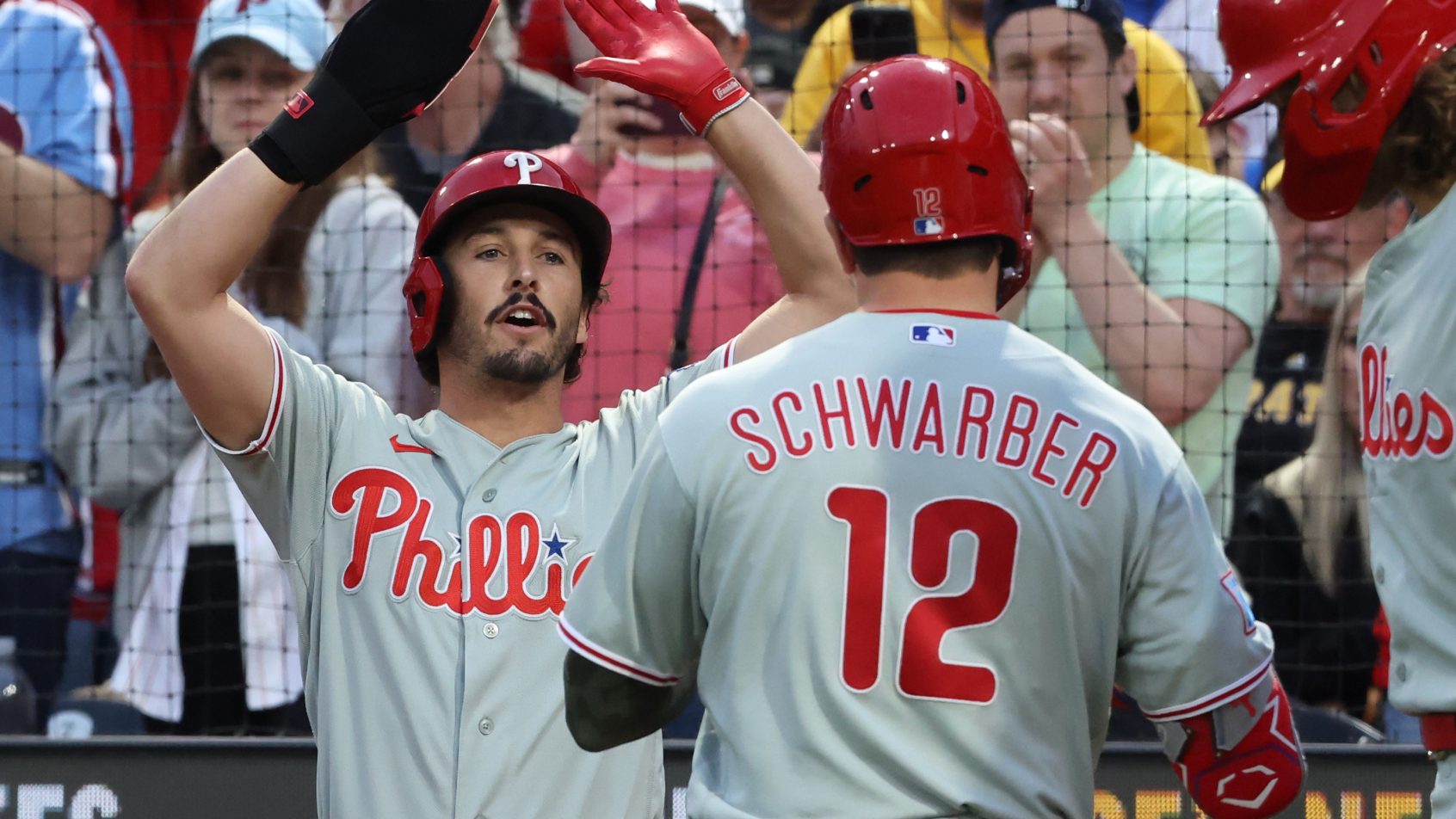 Kyle Schwarber and Garrett Stubbs with the Philadelphia Phillies.