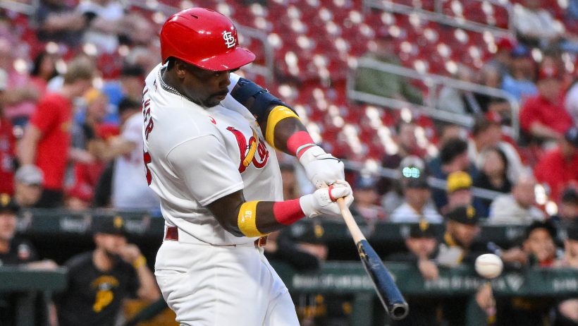 Jordan Walker smacks a hit in a game versus the Pirates.