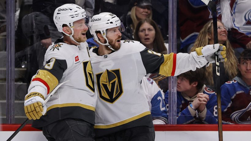 Nic Dowd celebrates with Jack Eichel