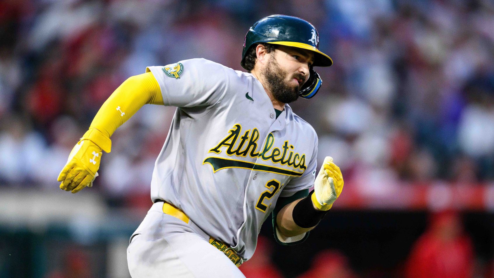 Shea Langeliers running the bases with the A's