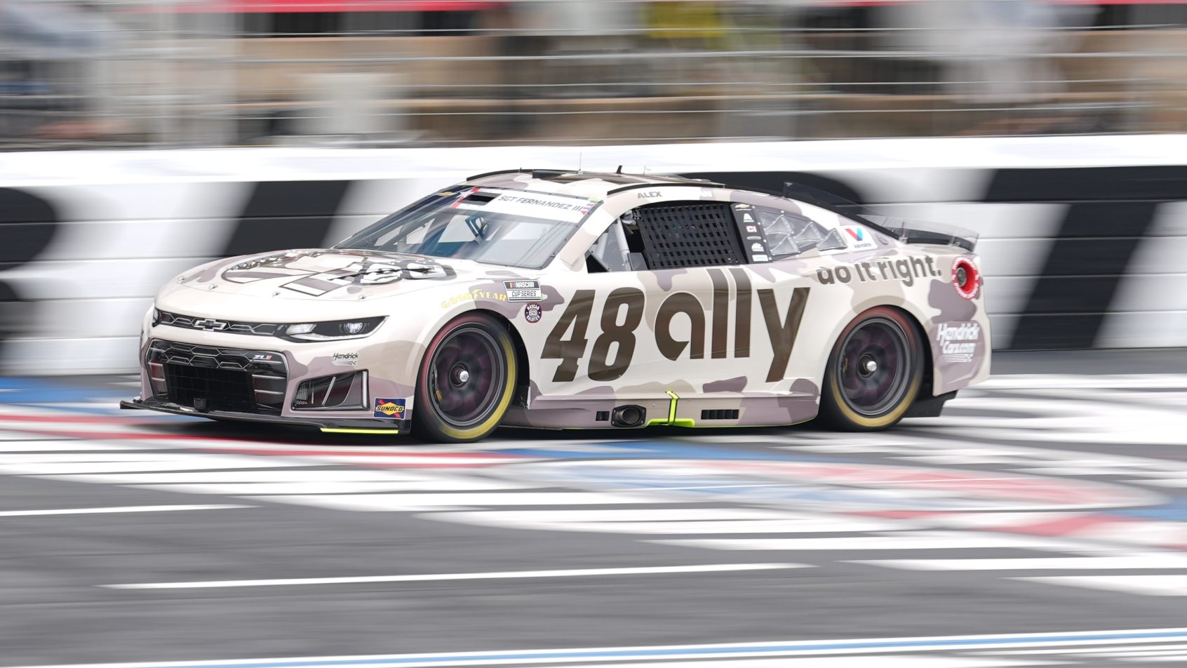 Alex Bowman on-track at Charlotte Motor Speedway (2026).