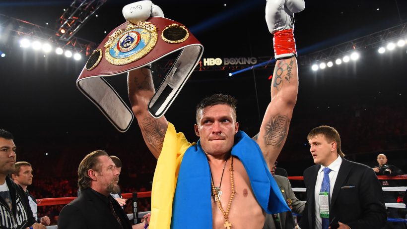 Dec 17, 2016; Los Angeles, CA, USA; Oleksander Usyk (red gloves) defeated Thabiso Mchunu (blue gloves) in their WBO cruiserweight title fight at The Forum. Mandatory Credit: Jayne Kamin-Oncea-Imagn Images