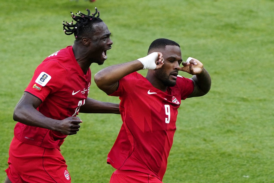 BET99 Promo Code SBD. Cyle Larin celebrating.