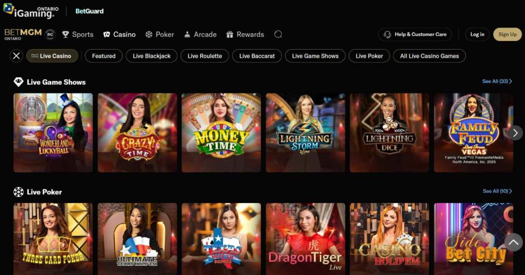 BetMGM Casino Ontario Live Dealer Games