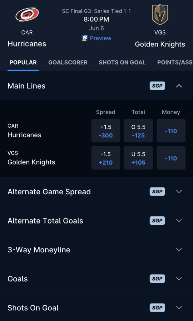 theScore Bet NC promo code. Carolina Hurricanes Stanley Cup odds.