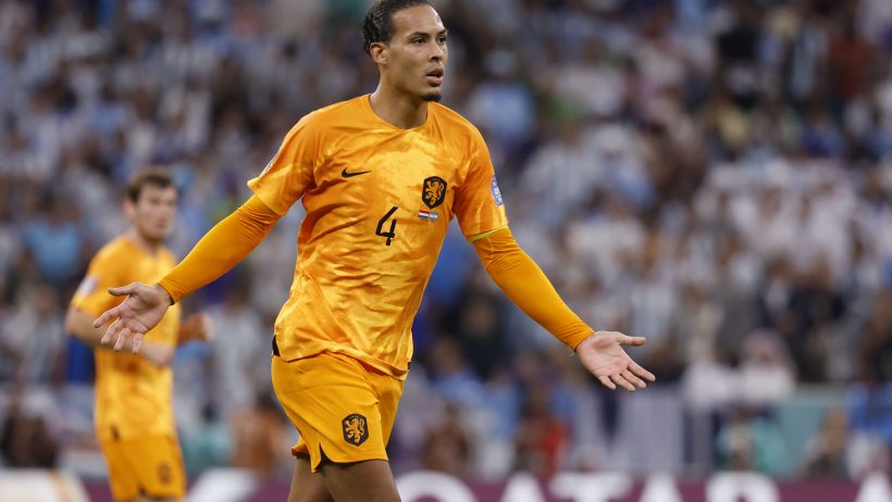 Virgil van Dijk playing for the Netherlands.