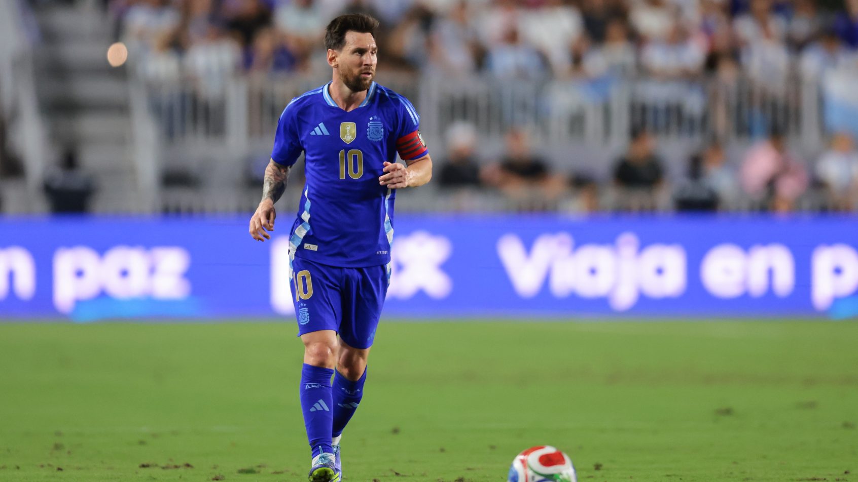 Lionel Messi playing with the Argentina national team