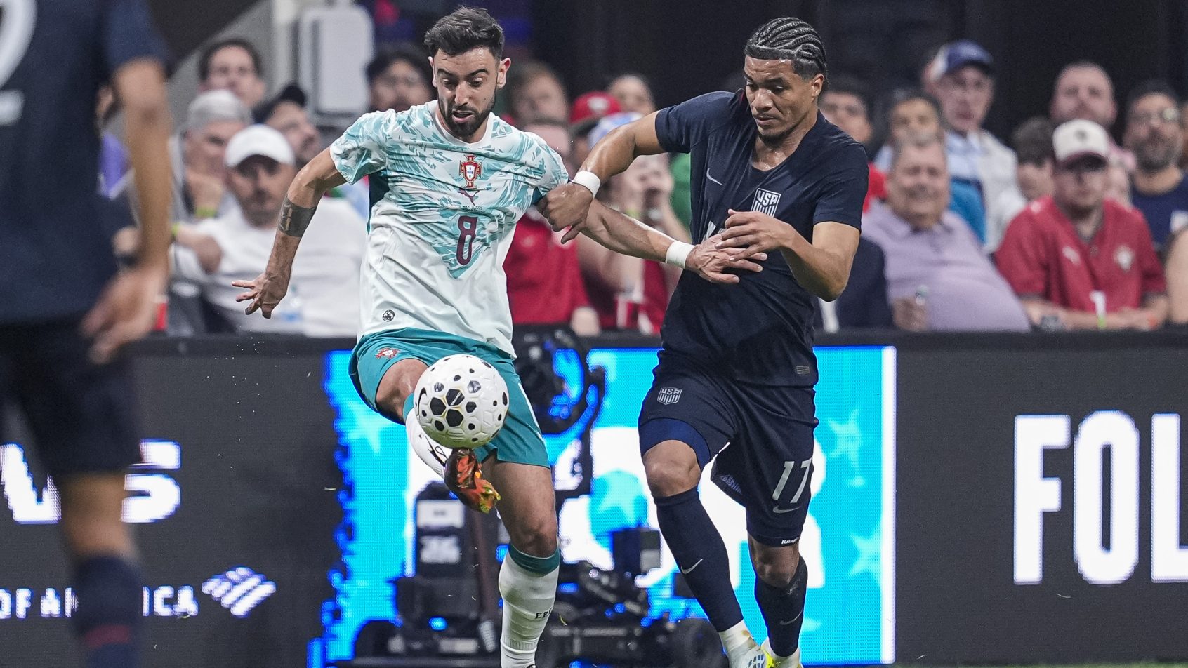 Bruno Fernandes playing for the Portugal national team